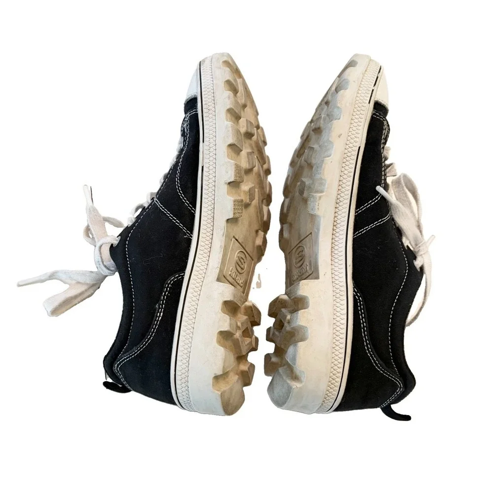 Vintage Skechers Platform Sneakers Black Suede Y2K Chunky Shoes Women's 8